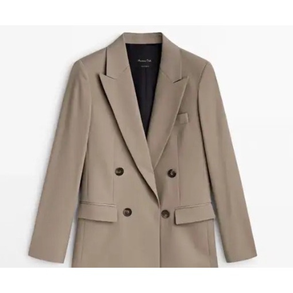 Massimo Dutti Double Breasted Blazer Olive Green Size 10 New With Tags